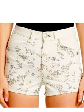 rag & bone Cream Floral Denim Shorts
